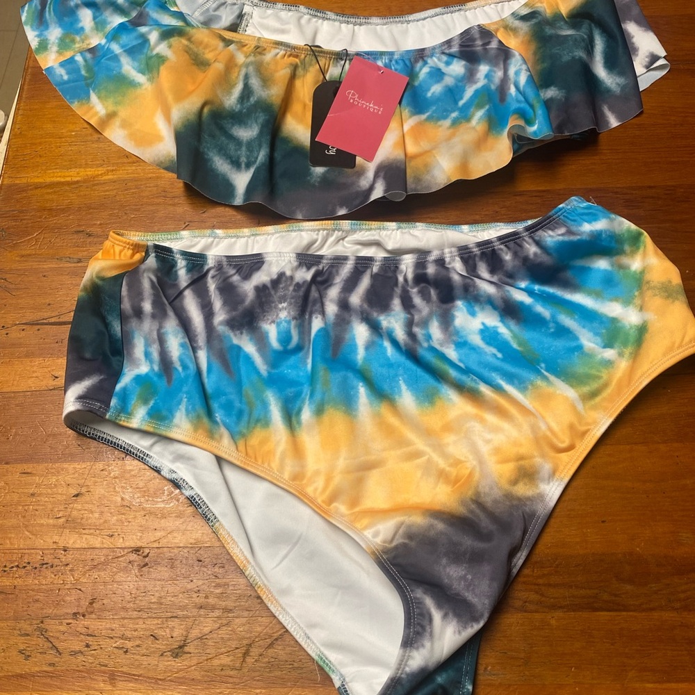 Colorful Tie-Dye Boutique Plus Bikini